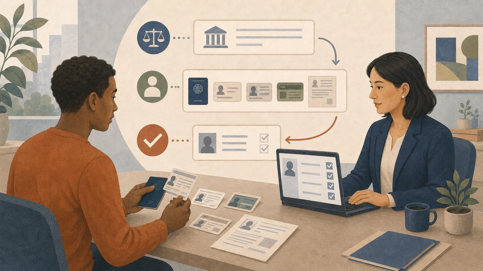 Новы работнік выбірае дапушчальныя дакументы для праверкі Form I-9